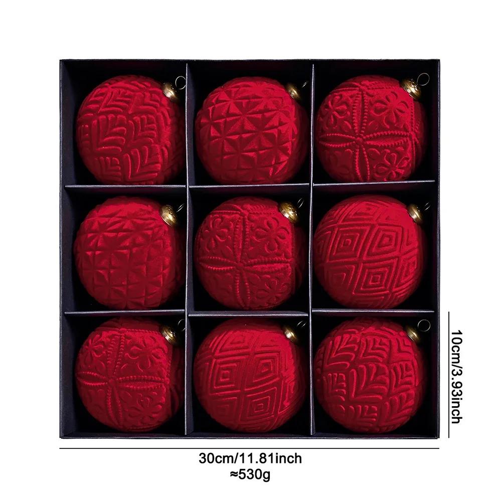 

Elegant Velvet Christmas Balls - 9-Pack 8cm Hanging Ornaments For Festive Christmas Crafts Supplies Christmas Decorations