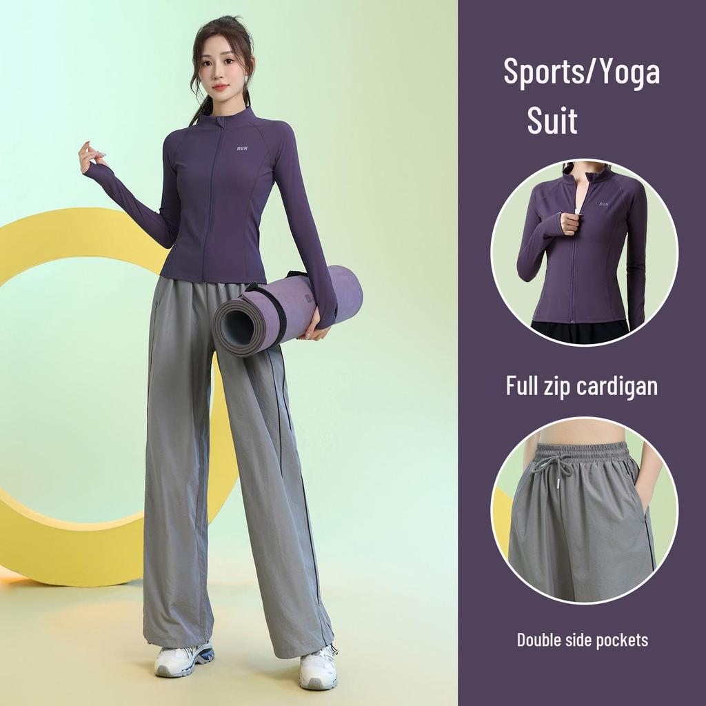 Damen Slim-Fit Atmungsaktiver Badmintonanzug - Herbst/Winter Schnelltrocknendes Sportbekleidungsset mit Reißverschluss und langen Ärmeln