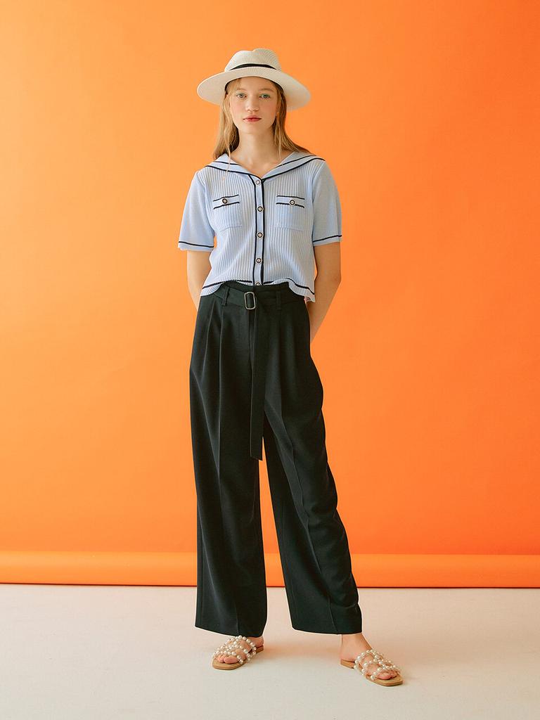 DEAR. K Belted Double Pintuck Wide Slacks Swslme4300