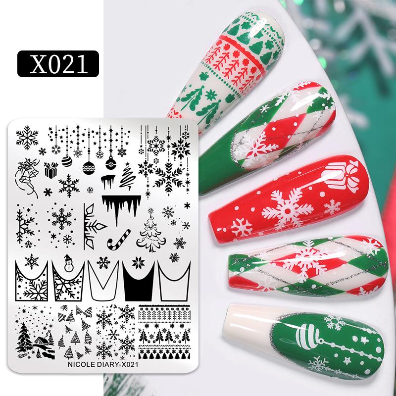 NICOLE DIARY Leaves Flower Nail Art Stamping Plates Drawing Template Geometric Stripe Line 3D Image Stencil Mold Printing Tools