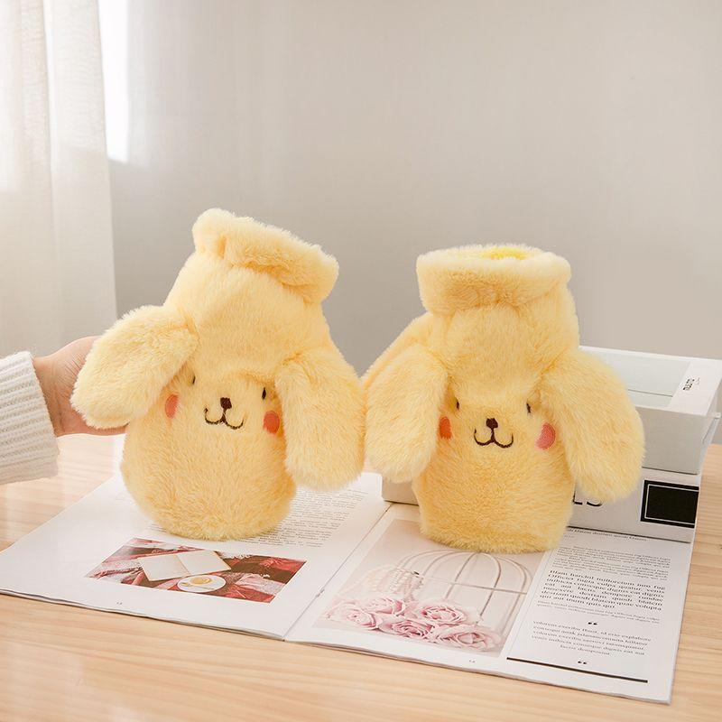 

Gloves winter female cute cartoon student soft girl ins hanging neck season velvet warm thicker Adult style