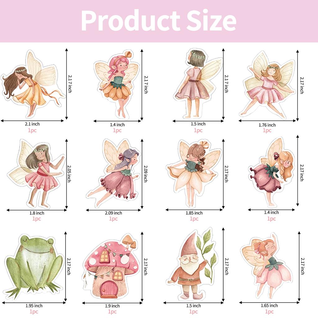 24PCS Fairy Cupcake Toppers Fairies Party Cake Picks Garden Birn Birthday Party Decorations for Elves Theme Baby Shower Supplies
