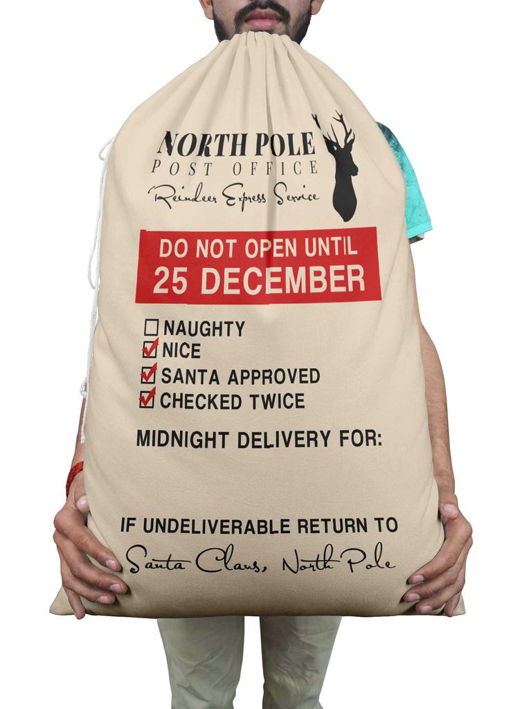 Printtoo Pack Of 2 Pcs Xmas Presents Storage Bags Large Santa Gift Sack With Drawstring Christmas Party Favor 27x20 Inch