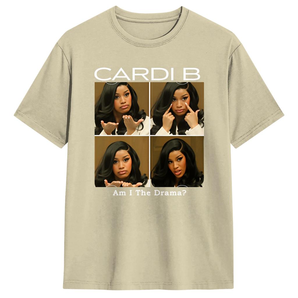 Oversized T Shirt Beach Cardi B Am I The Drama Popular TShirts Cotton Tee Shirt for Unisexs Y2K Basic Short Sleeve Tops