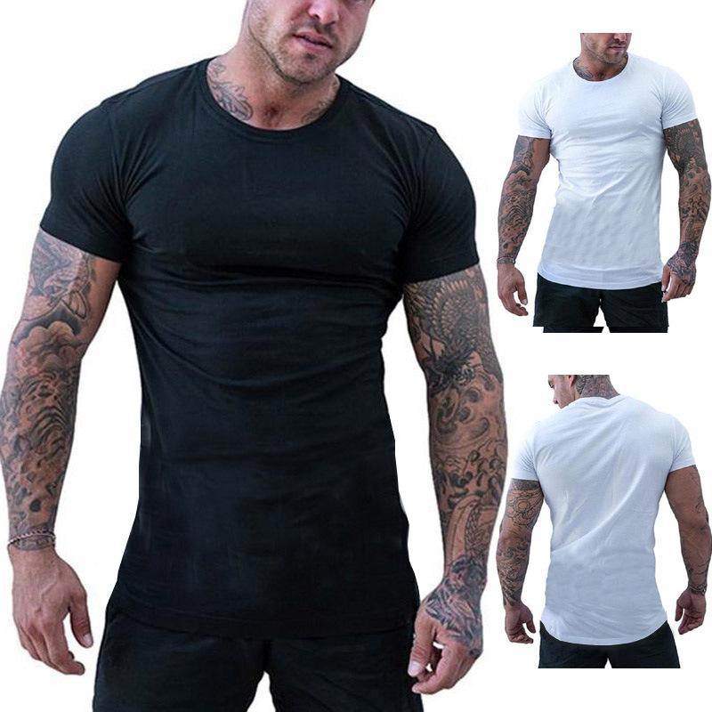 Men's Slim Fit Solid Color Round Neck Short Sleeve T-Shirt Tops