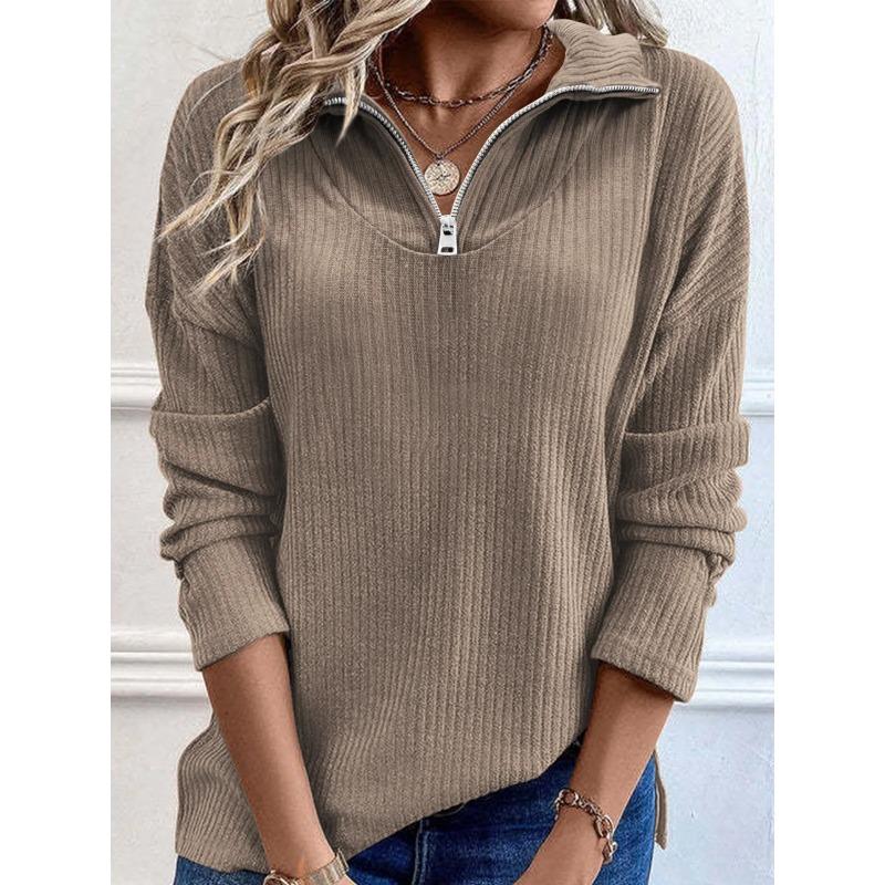 Women's Pullover Sweater Knitted 2026 Spring Autumn Winter New Zipper Long Sleeved Top Black Sweater Blusa De Frio Feminina