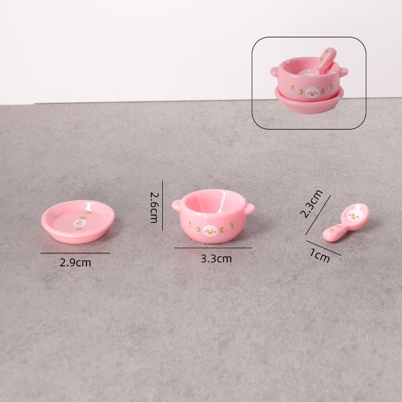 3Pcs 1/12 Dollhouse Mini Instant Noodles Bowl Plates Dishes Model Simulation Kitchen Decoration Doll House Pretend Play Toys