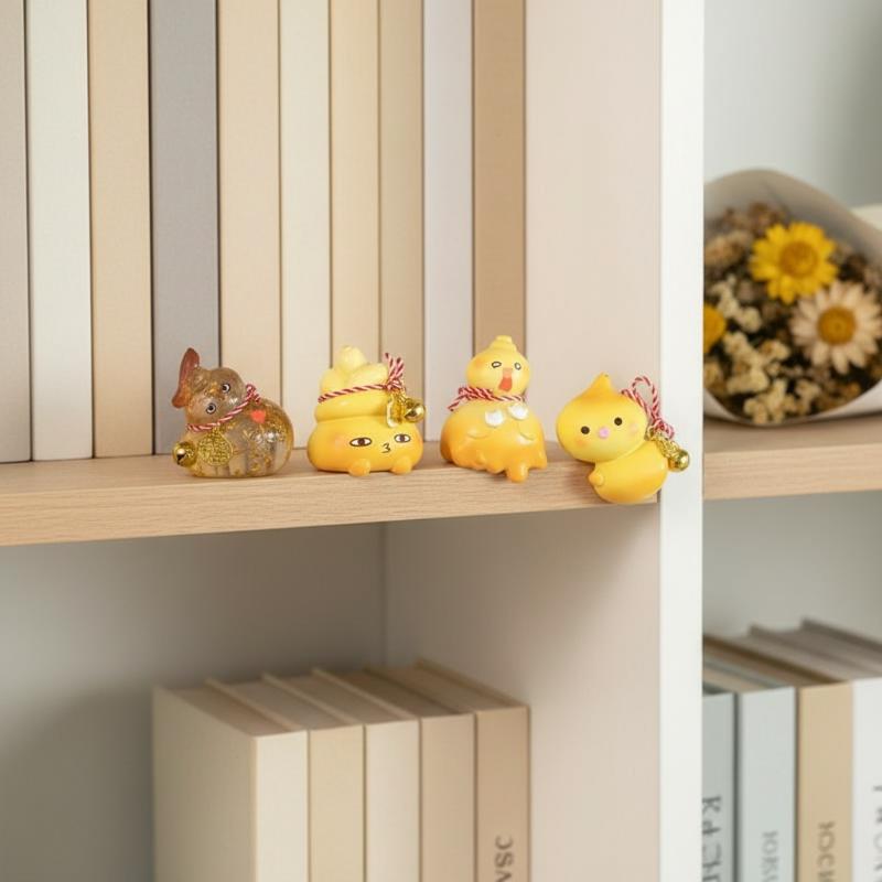 Adorable Cartoon Gourd Animal Figurine Lucky Resin Ornament Small Decor for Computer Monitor Edge Bedroom Desktop Gift