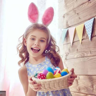 Bandă pentru urechi de iepuraș de Paște, culoare moale, cerc de păr, de pluș, spălat feței, baie, bentiță pentru fete, accesorii pentru cap
