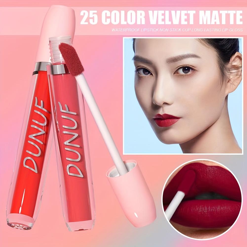 Rouge à lèvres mat 25 couleurs, imperméable, longue tenue, ne se décolore pas, antiadhésif, texture velours, lèvres naturelles, teintes rouges