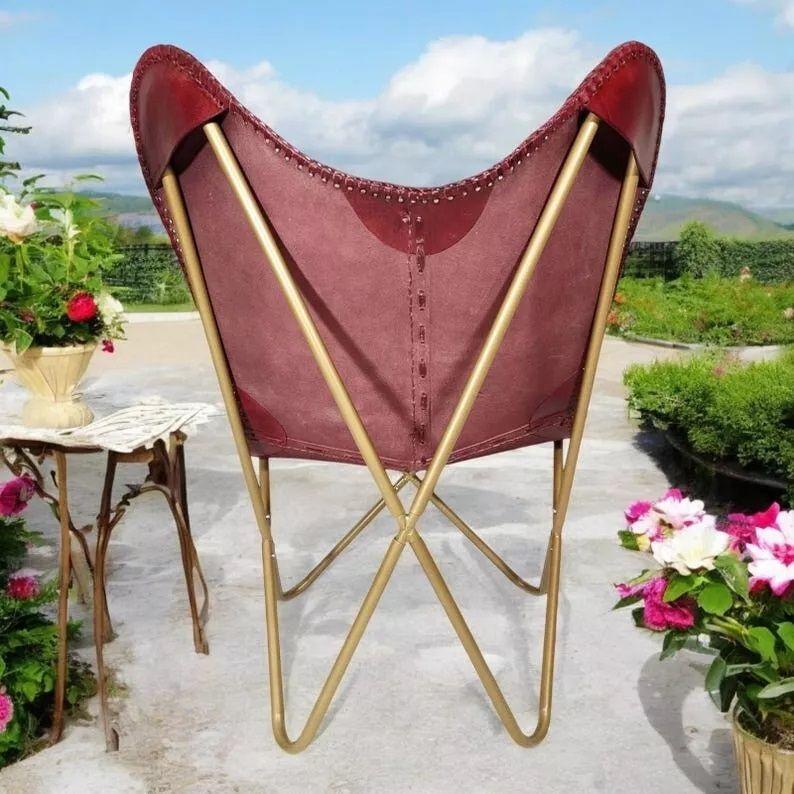 Vintage Lounge Accent Relax Arm Chair Folding Leather Butterfly Chair Retro