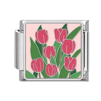 New Stainless Steel Italian Modular Charm Bracelet Diy Interchangeable Flower Pattern Charms Fashion Jewelry Women Daily Wear