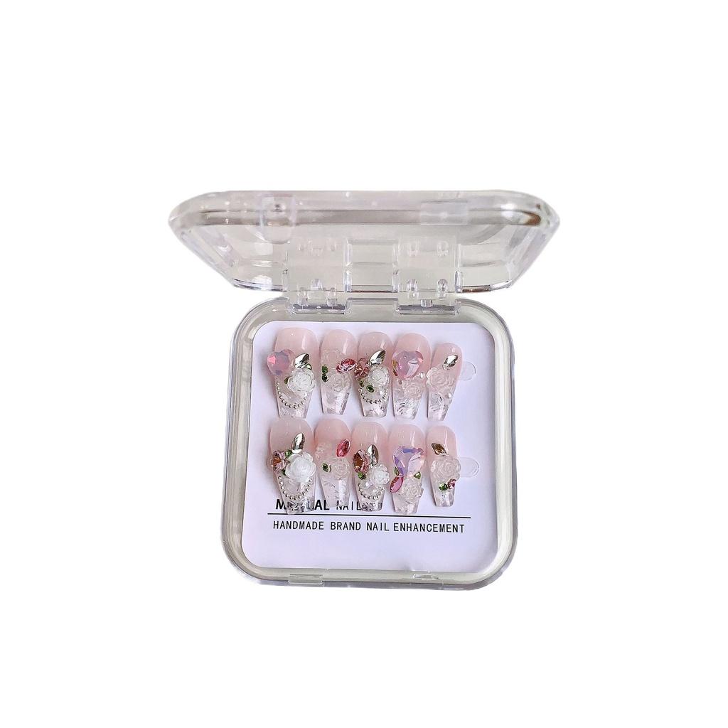 Original Handcrafted Ice Sealed Rose Nail Stickers With Beautiful Glass-like Effect