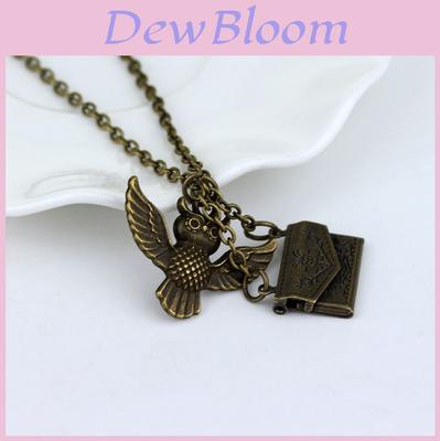 Harry Potter Vintage měděná sova s přívěskem dopisu o přijetí do Bradavic Náhrdelník s medailonkem Pro fanoušky gotické módy