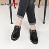 Red Dragonfly Men's Waterproof Black Leather Casual Sports Shoes, Non-Slip, Soft Sole for All Seasons