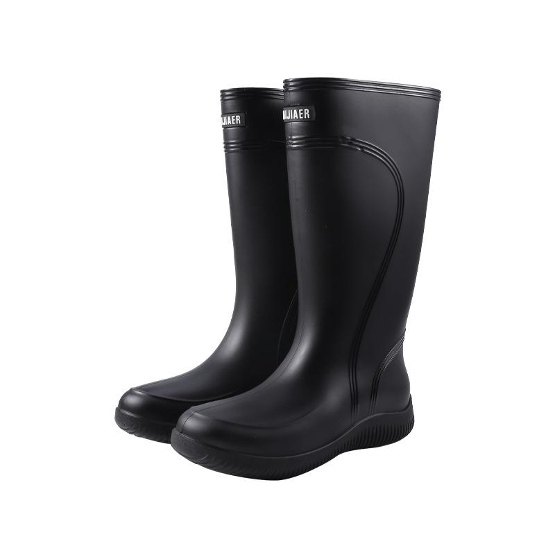 High tube rain shoes waterproof mouth women's non-slip and wear-resistant drawstring belt mouth rubber shoes work shoes kitchen camping rain boots