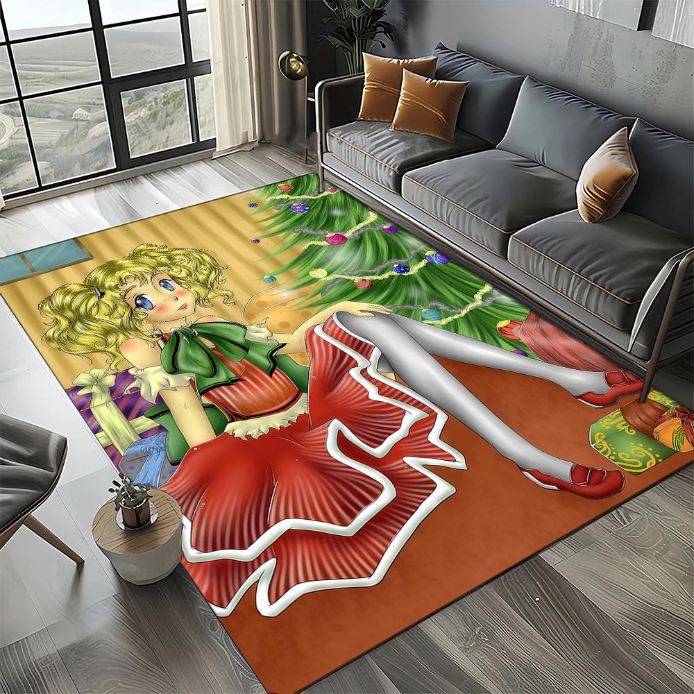 2025 Neuer Stil Süßigkeit Süße Mädchen Cartoon Anime Teppich für Wohnzimmer Schlafzimmer Dekoration, Rutschfeste Dekoration für Sofa Fußmatte Kinder