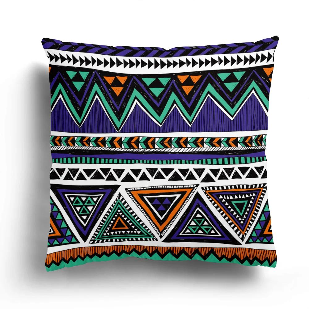 Retro Ethnic Totem Plush Pillowcase Home Sofa Cushion Cover Cartoon Pattern