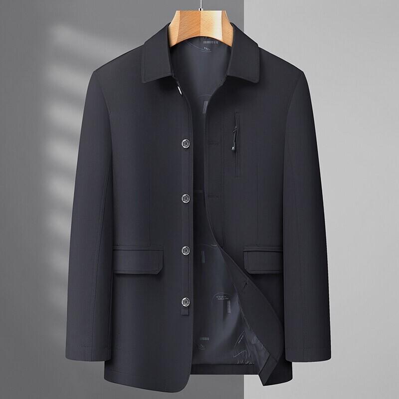 New Daddy Jacket Spring and Autumn Middle-aged Men's Lapel Button Top Middle-aged Men's Jacket