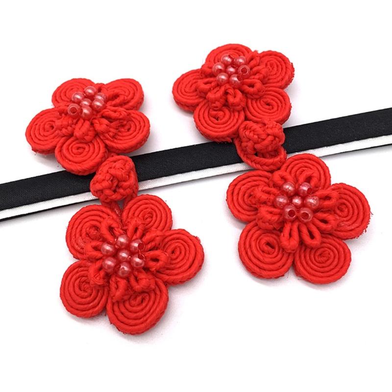 Vintage Flower Pearl Chinese Knot Closure Buttons Traditional Cheongsam Ornament
