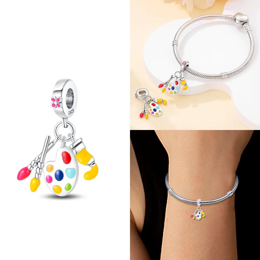 Elegant Copper Original Color Oil Painting Board Crayons Beads Fit Bracelet Charms Women Jewelry Diy Accessory Gift