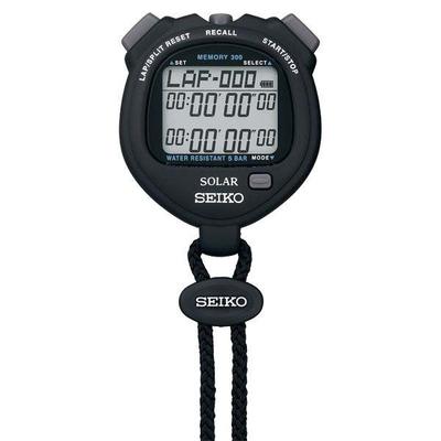 Used Seiko SEIKO SOLAR STANDARD Black S061 Sports General Use Stopwatch Solar Charging Timer Measurement Lap Time Split Dual Display Sound Off