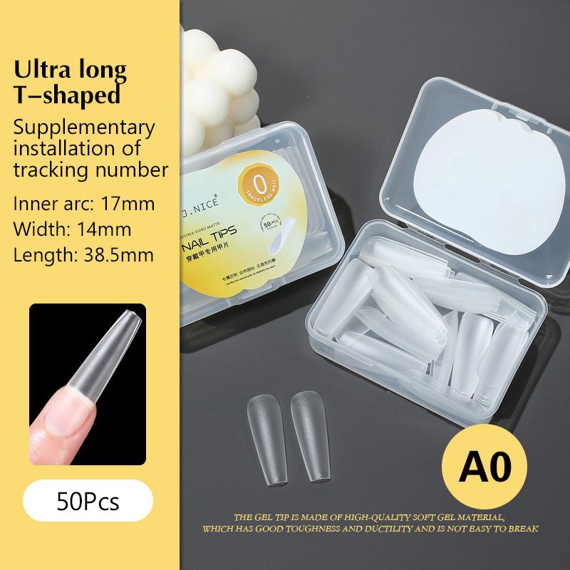 

Professional Clear Nail Tips Thin Matte Long T-Shaped Acrylic Press On Fake Nail Tips Nail Salon Tools as the picture