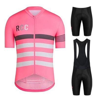Pink RCC Cycling Jersey Set Short Sleeve for Men Bike Sportswear Sets Summer Maillot Ciclismo Hombre Bicycle Clothing
