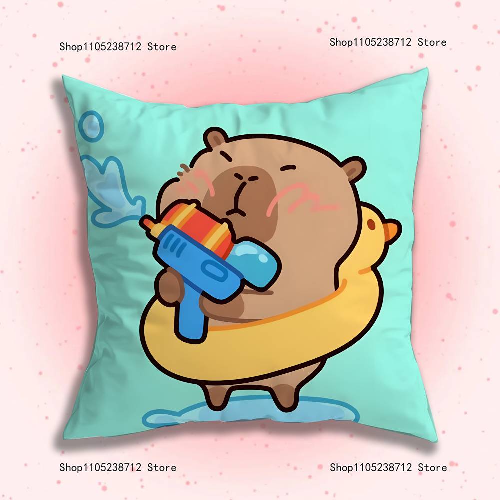 Cute Cartoon C-Capybara Pillow Covers Cartoon Sofa Decorative Home Double-sided Printing Short Plush Cute Cushion Cover