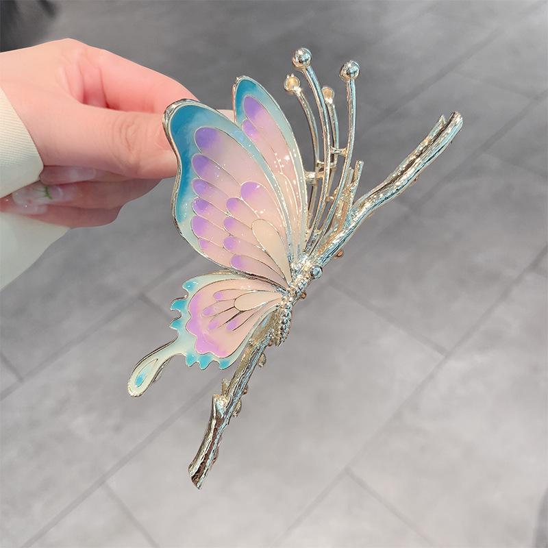Pince à cheveux papillon élégante – Style féerique, Design unique, Grande pince crocodile haut de gamme pour femmes