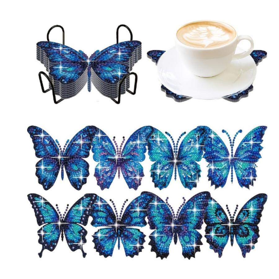 1 Set Diamond Painting Coasters | Diamond Art Coasters | Mandala Landscape Slipper Sandwich Dog Butterfly Cat Ocean Animal Set