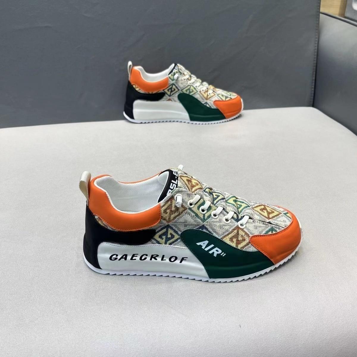 

Мужские кроссовки повседневные модные цветные блоки микрофибра кожа сетка дышащая увеличенная внутренняя крышка нижняя платформа доска обувь 43 оранжевый