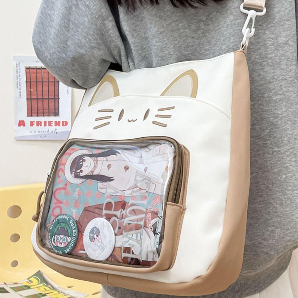 Idol Merchandise Storage Transparent Pocket Zipper Bag Fashion Backpacks Kawaii Cat Itabag  Outdoor