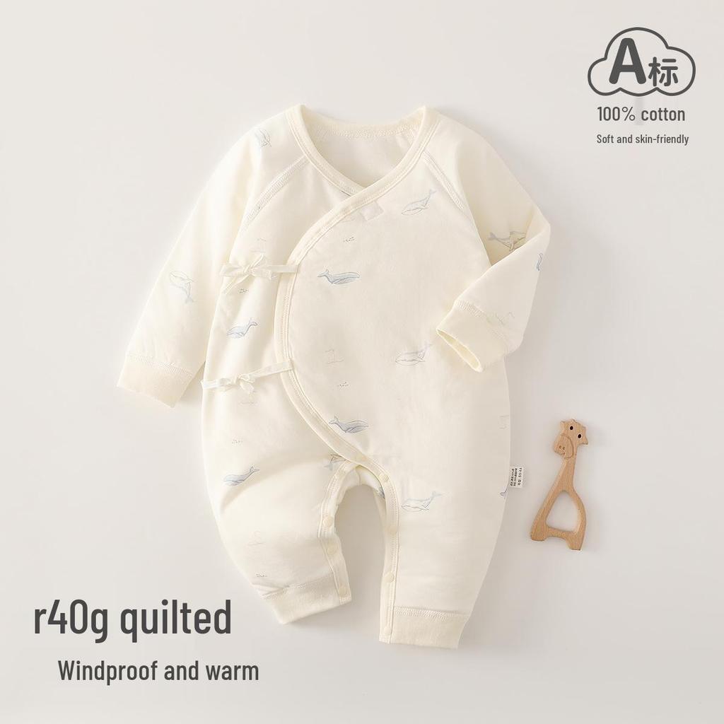 Warm Quilted Infant Romper - Class A 40g Cotton, Newborn Autumn/Winter Wear