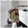 High-End 2025 Women's Ethnic Woven Tassel Crossbody Bucket Bag
