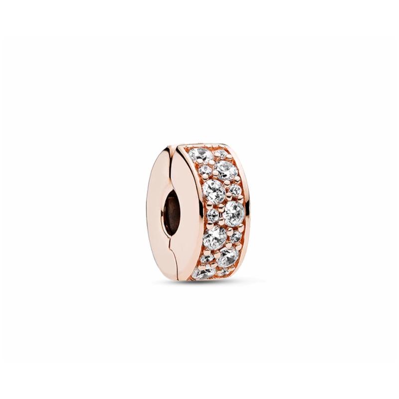 Pandora Sparkling Elegant Silicone Clip Cubic Zirconia Necklace/Pendant Women s Rose Gold 781817CZ