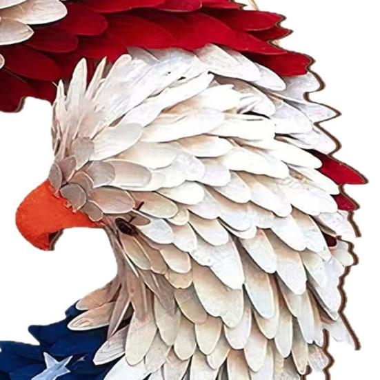 Eagle Flag Wreath Door Sign Patriotic Wooden Door Hanging Sign 4th of July Independence Day Veterans Day Door Hanger Decoration