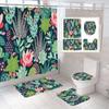 Green Tropical Plant Cactus Bathroom Curtain Polyester Fabric Shower Curtains Pedestal Rug Toilet Cover Bath Mat Set Home Decor