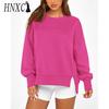 Women's Autumn and Winter Round-neck Long-sleeved Split Casual Loose and Versatile Hoodie Women Sweaters