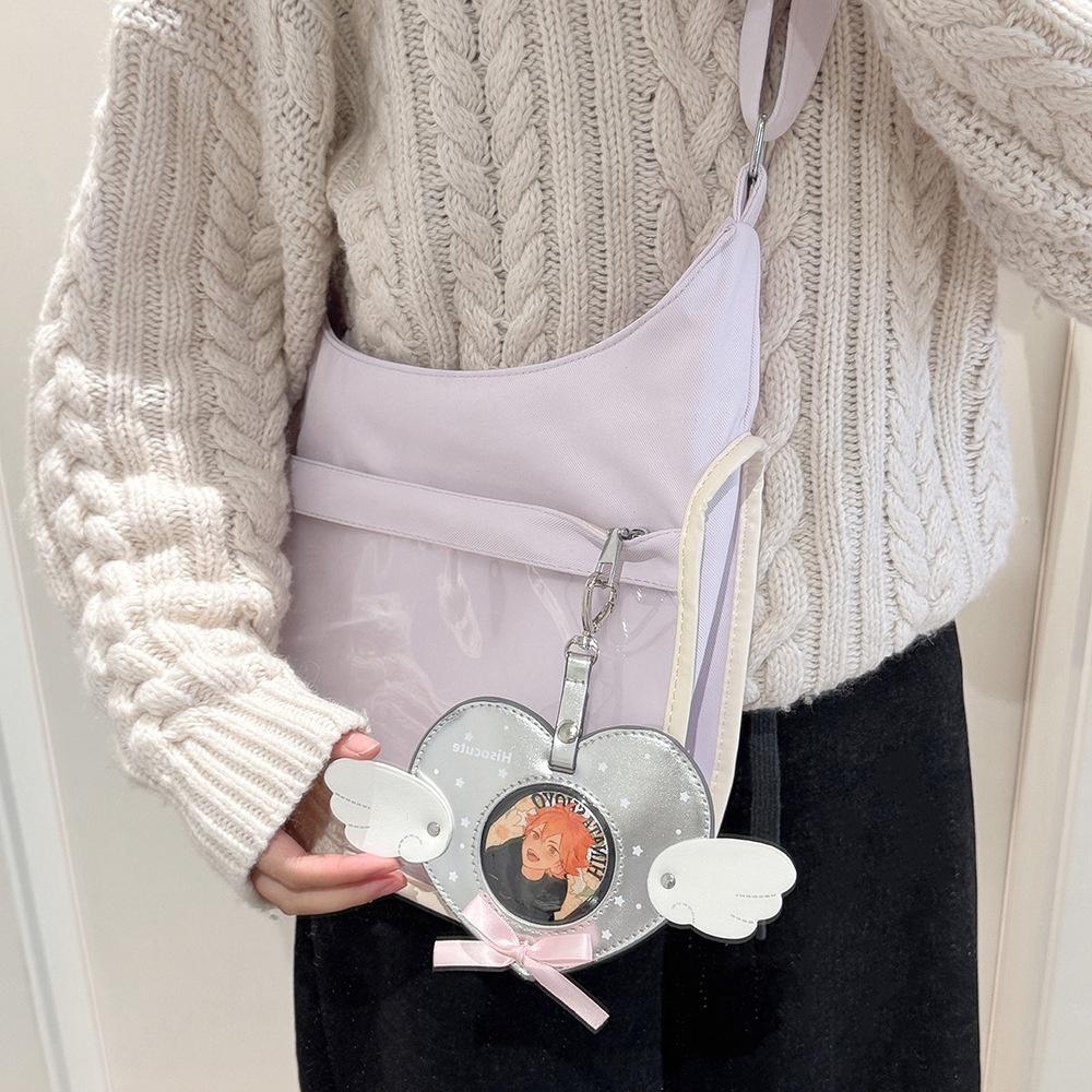Pendant Keychain High-Quality Photocard Holder Badge Holder Unique Angel Wings Badge Holder For Animation Lovers Key Chain