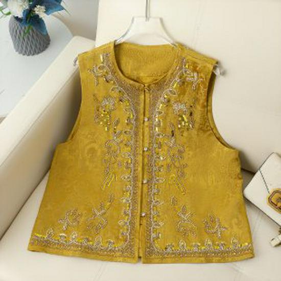 2026 Women s Elegant Jacquard Embroidery Vest - New Chinese National Style, High-End Spring Top 2XL