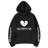 Broken-heart Men Hoodie Front Cracked Heart & Gothic Text Chest Print, Vertical Sleeve Letter Graphic, Thick Fleece Pullover for Urban Sport Trips