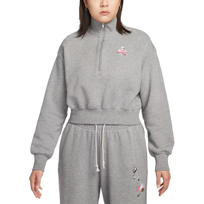 Nike Sweatshirts Women s Gray Stand Collar Moderate Regular IQ3940-063 L