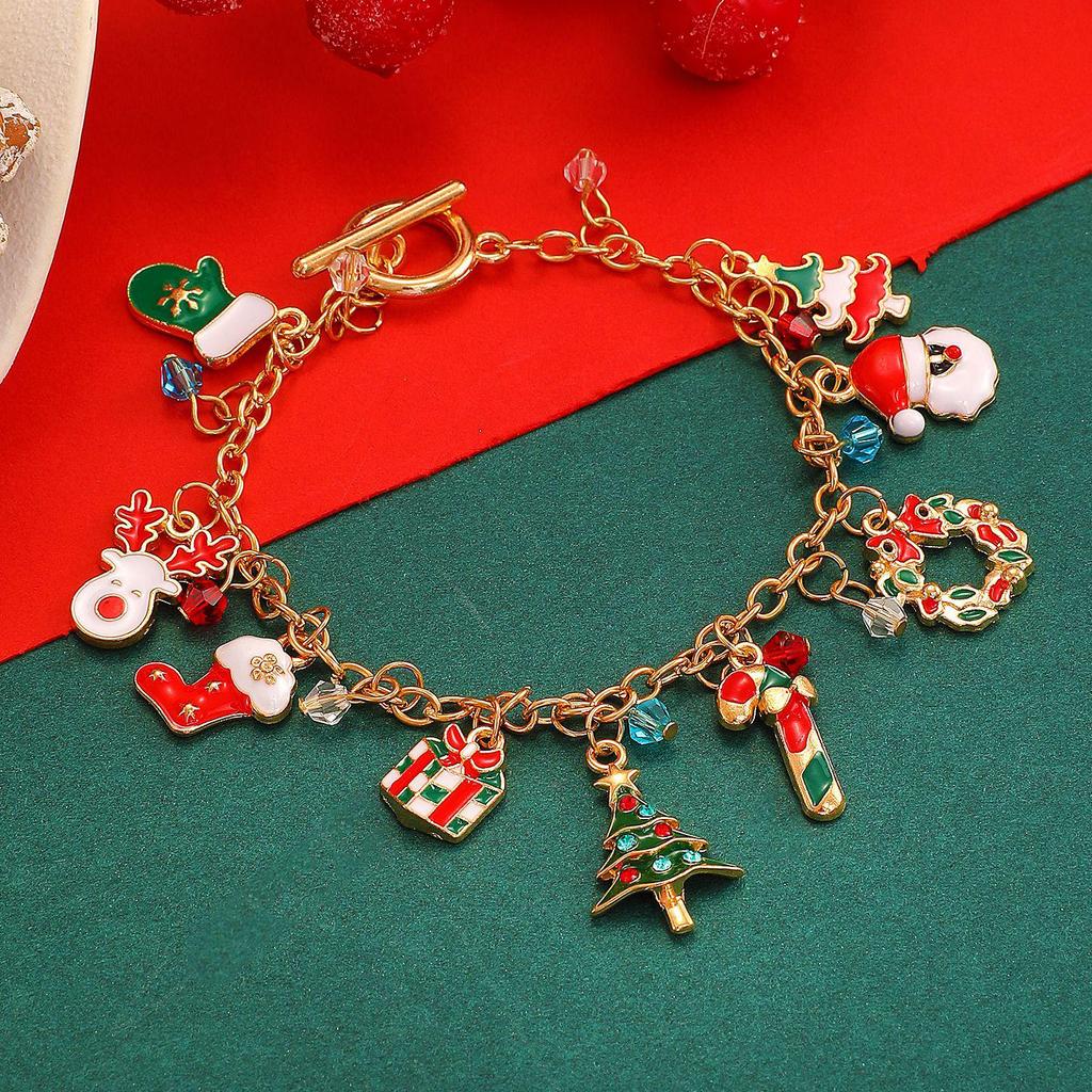 Christmas Women's Bracelet: European & American Creative Snowflake, Reindeer, Bell, Santa Claus Drawstring Design