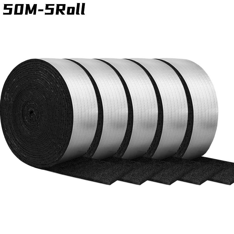 50/10M Winter Pipeline Insulation Tape Outdoor Foam Keep Warm Pipes Aluminum Foil Black Fire Protection Strong Tape Waterproof