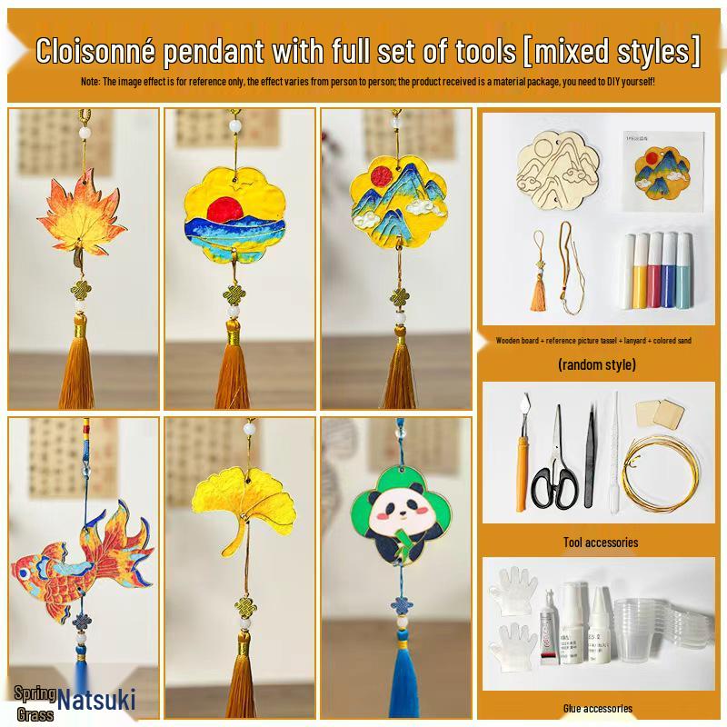 Traditional DIY Cloisonné Filigree Enamel Pendant Kit - Chinese Style Heritage Craft for Team Building