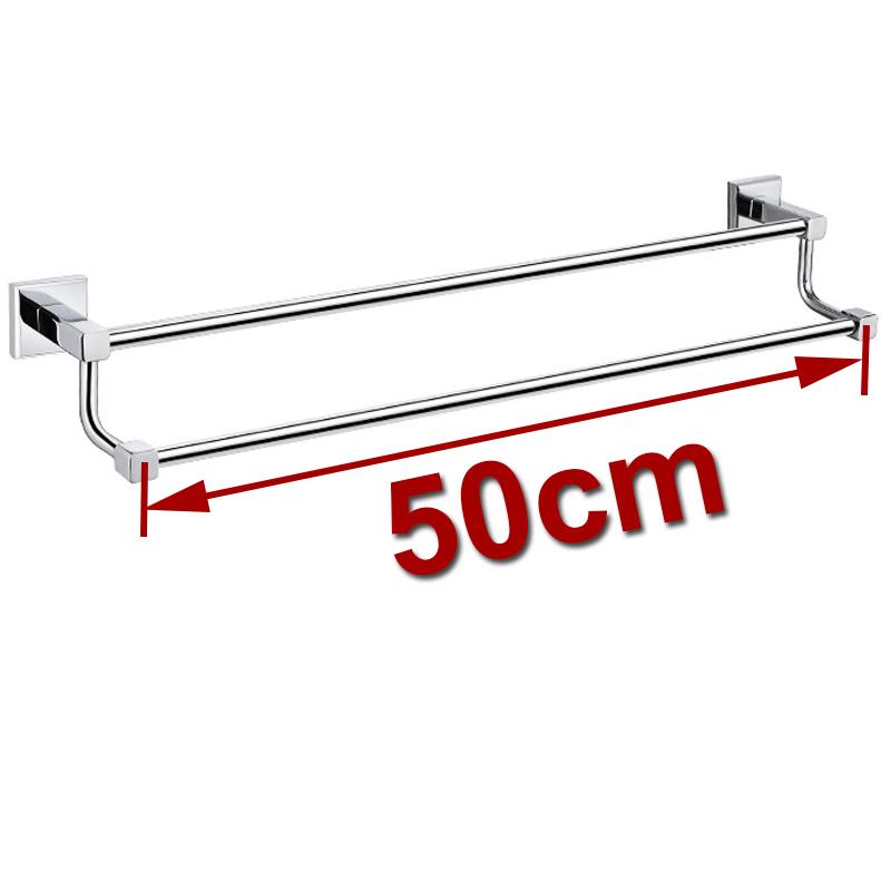 . Chrome Finish Stainless Steel Bathroom Accessory Double Towel Bar Towel Rail Towel Holder 60cm YT-10798