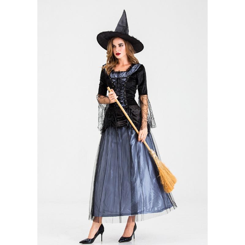 Costumes Halloween New Black Veil Witch Costume Witch Costume Temperament Witch Night Ghost Game Costume