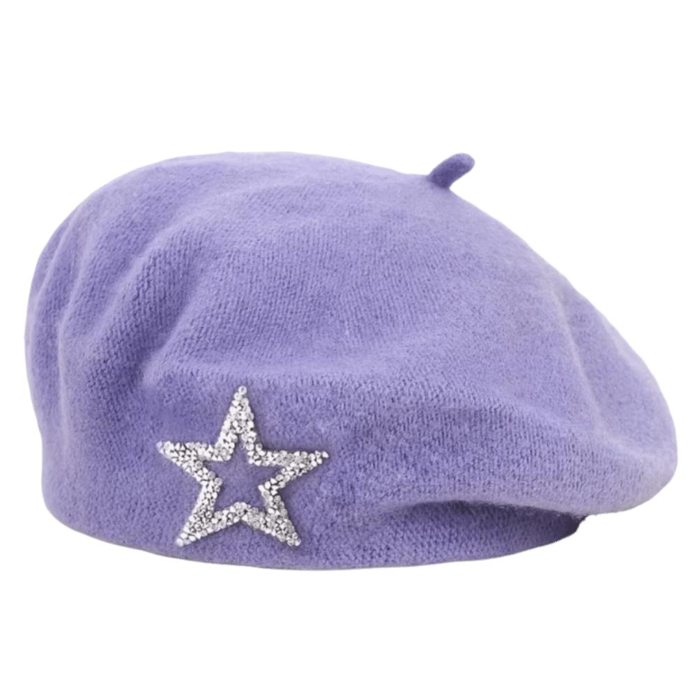 Five-Pointed Star Knitted Painter Hat Soft Beanie Cap Streetwear Wool Beret Autumn