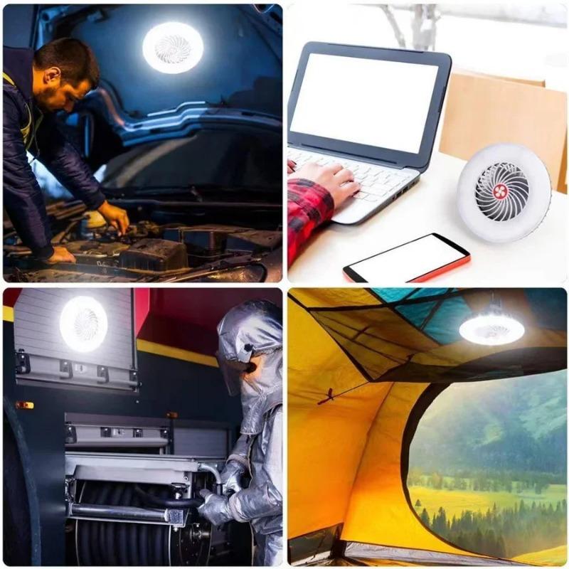 Portable Multifunctional Camping Fan Light USB Charging Hook and Strong Magnetic Bottom Outdoor Adventure Camping Accessories